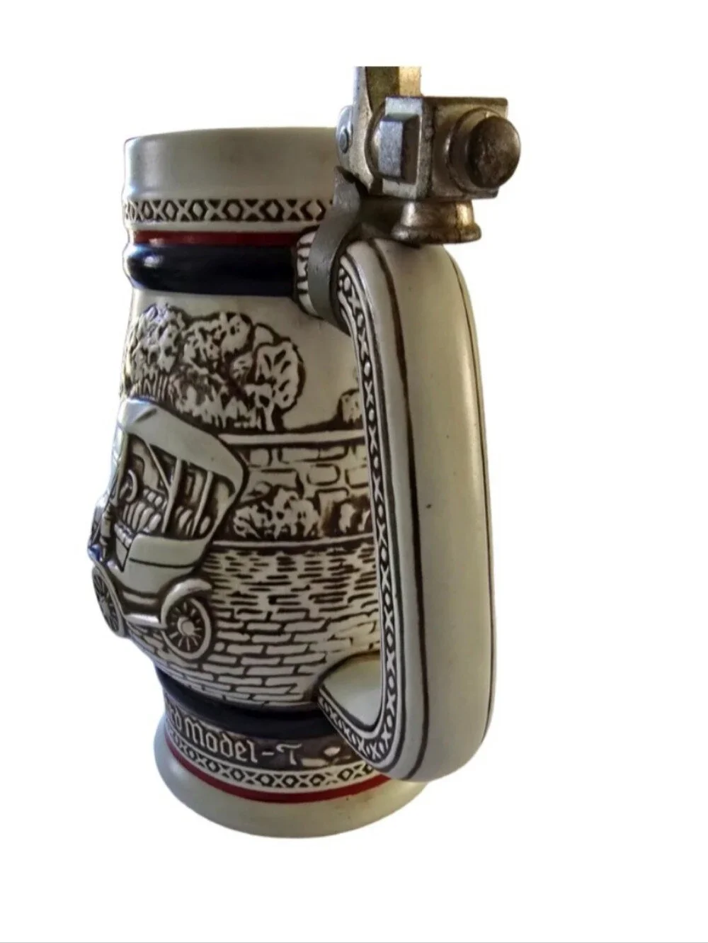 Avon Steins 2 - Antique Cars Mug + Airplanes,  Handcrafted Brazil Vintage 1981